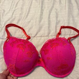 Victoria’s Secret Sexy Little Things Rhinestone Elegant Pink Lace Bra 38D